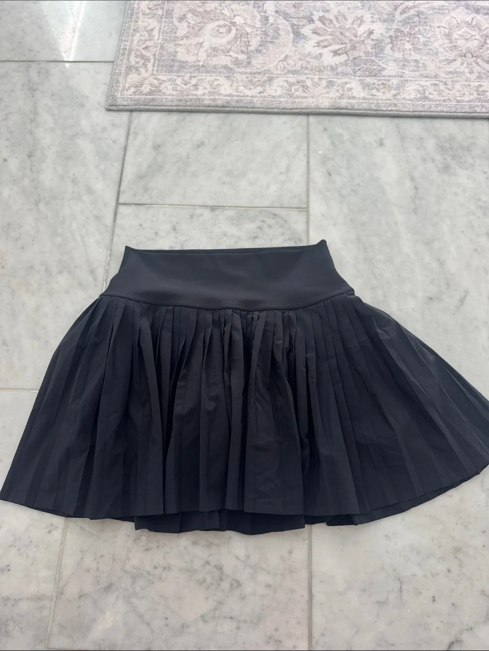 ALO Yoga Black Pleated Skater Skirt